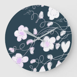 白スタイリッシュと青の時計 ラージ壁時計