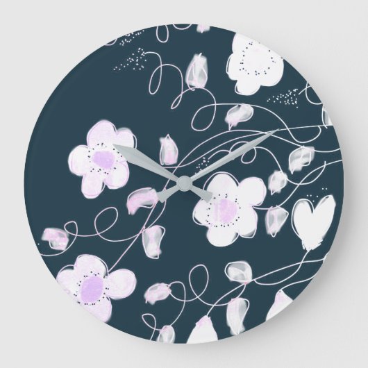 白スタイリッシュと青の時計 ラージ壁時計 (正面)