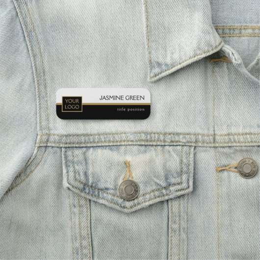 白スタイリッシュと黒のデザイン名タグ 名札 (インサイチュ)