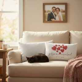 白スタイリッシュの新しいハートの名前結婚 ランバークッション