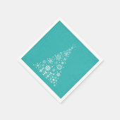 白スタイリッシュエレガントとティール（緑がかった色）のクリスマスツリー スタンダードカクテルナプキン (角)
