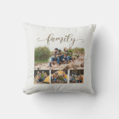 白スタイリッシュカスタム4ファミリーフォトコラージュ クッション (正面)