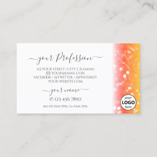 白スタイリッシュカラフルきらめくグリッター 名刺 (裏面)