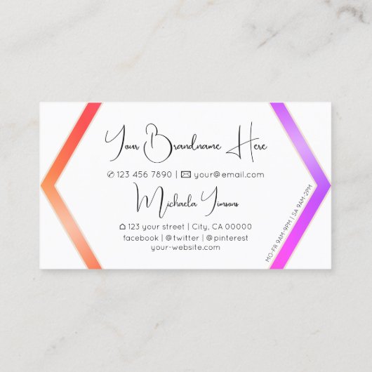 白スタイリッシュカラフル幾何とモノグラム付き 名刺 (裏面)