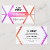 白スタイリッシュカラフル幾何学模様とロゴ付き 名刺 (正面/裏面)