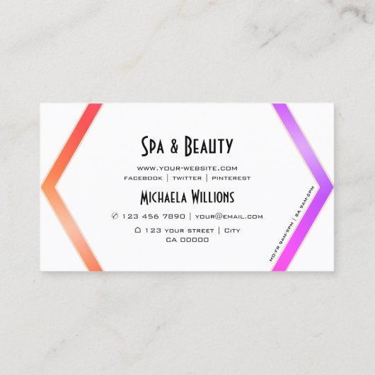 白スタイリッシュカラフル幾何学模様とロゴ付き 名刺 (裏面)