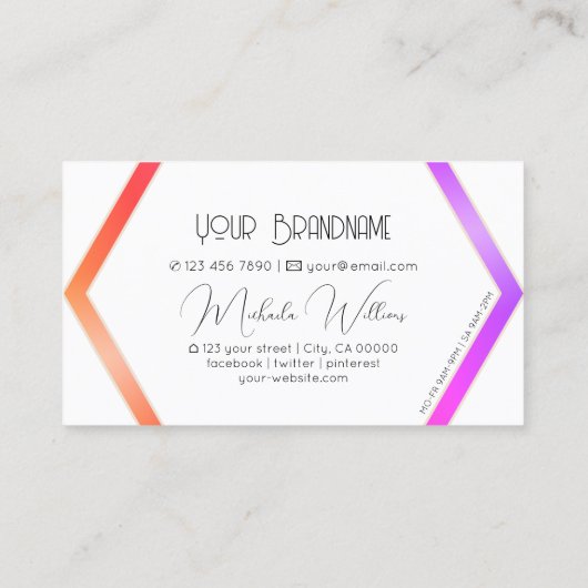 白スタイリッシュカラフル幾何数々の色 名刺 (裏面)