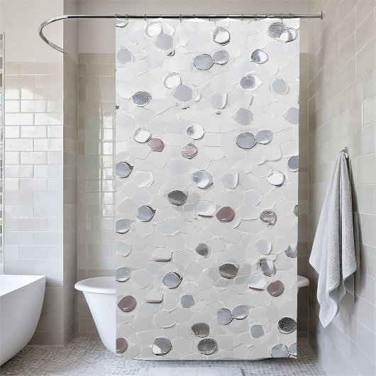 白スタイリッシュグリッターシークインシャワーカーテン シャワーカーテン