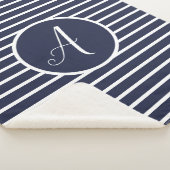 白スタイリッシュストライプブランケット シェルパブランケット (3/4)