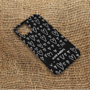 白スタイリッシュチョークハートパタパーソナライズされたーン Case-Mate iPhone 14ケース