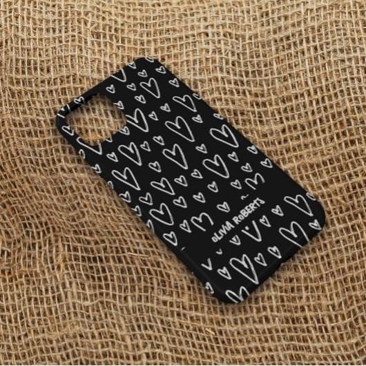 白スタイリッシュチョークハートパタパーソナライズされたーン Case-Mate iPhoneケース