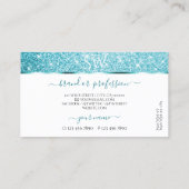 白スタイリッシュティール(緑がかった色)グリッター発光星イニシャル 名刺 (裏面)