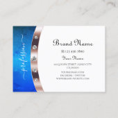 白スタイリッシュバラ金ゴールドブルー大理石とモノグラム 名刺 (裏面)