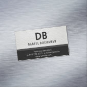 白スタイリッシュフェイク革モノグラム マグネット名刺 (インサイチュ)