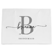 白スタイリッシュミニマル灰色モノグラムガーリー文字 ラージペーパーバッグ (正面)