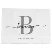 白スタイリッシュミニマル灰色モノグラムガーリー文字 ラージペーパーバッグ (裏面)