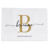 白スタイリッシュミニマル金ゴールドモノグラムガーリースクリプト ラージペーパーバッグ (裏面)