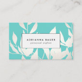 白スタイリッシュモダンとターコイズの離れパターン 名刺 (正面)
