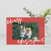 白スタイリッシュモダンと赤の写真メリークリスマス シーズンカード (スタンド正面)