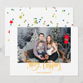 白スタイリッシュモダンのクリスマス写真 シーズンカード (正面/裏面)