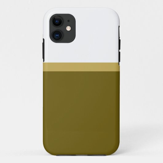 白スタイリッシュモダン金オリーブ色ブロック Case-Mate iPhoneケース (裏面)