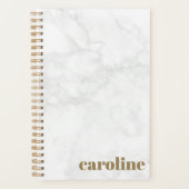 白スタイリッシュモノグラムのはっきりしたと灰色の大理石 プランナー手帳 (正面)