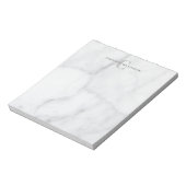 白スタイリッシュモノグラムの灰色の大理石の名前 ノートパッド (回転)