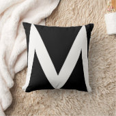 白スタイリッシュモノグラムオンブラック クッション (ブランケット)