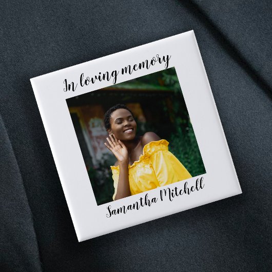 白スタイリッシュ写真葬儀 缶バッジ