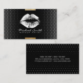 白スタイリッシュ唇メイクアップアーティストモダンドット#20 名刺 (正面/裏面)