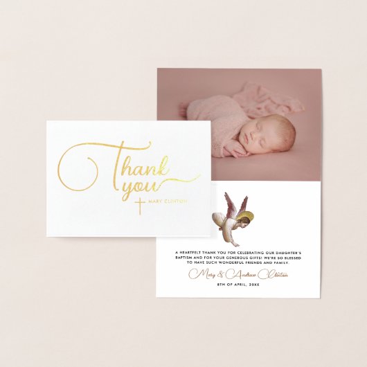 白スタイリッシュ天使エレガントベビーバプテスマ 箔カード (ディスプレー)
