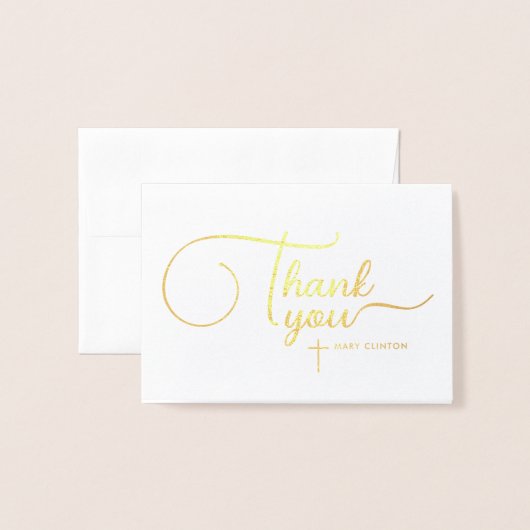 白スタイリッシュ天使エレガントベビーバプテスマ 箔カード (封筒付き正面)