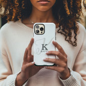 白スタイリッシュ字モノグラム付き名前 iPhoneケース