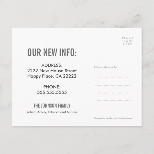 白スタイリッシュ家のはがきを移した 案内ポストカード (裏面)