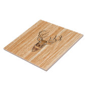 白スタイリッシュ尾の鹿の頭ライトウッドグレインデコ タイル (側面)