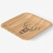 白スタイリッシュ尾の鹿の頭ライトウッドグレインデコ ペーパープレート (傾斜あり)