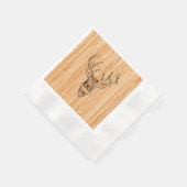 白スタイリッシュ尾の鹿の頭ライトウッドグレインデコ 縁ありカクテルナプキン (角)