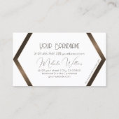 白スタイリッシュ幾何学的ブラウンきらめくプロフェッショナル 名刺 (裏面)