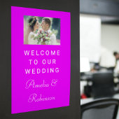 白スタイリッシュ文字カスタム結婚式の写真へようこそ ウィンドウサイン