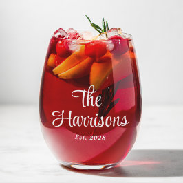 白スタイリッシュ文字ファミリーモノグラム ステムなしワイングラス