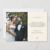 白スタイリッシュ文字結婚の写真サンキューカード サンキューカード (裏面)