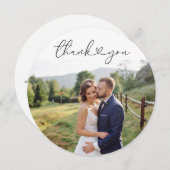 白スタイリッシュ文字結婚の写真サンキューカード サンキューカード (正面/裏面)