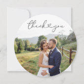 白スタイリッシュ文字結婚の写真サンキューカード サンキューカード (正面)