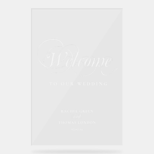 白スタイリッシュ書の署名を結婚歓迎 アクリルサイン (正面)