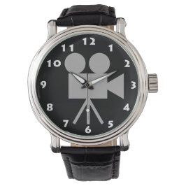 白スタイリッシュ番付きレトロムービーカメラ 腕時計