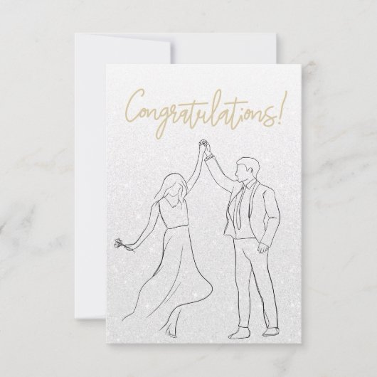 白スタイリッシュ祝い結婚カード (正面)