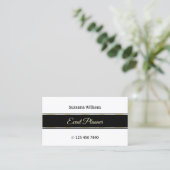 白スタイリッシュ色の黒と金ゴールドと写ストライプ真 名刺 (スタンド正面)