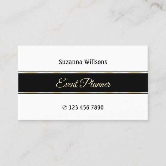 白スタイリッシュ色の黒と金ゴールドと写ストライプ真 名刺 (正面)