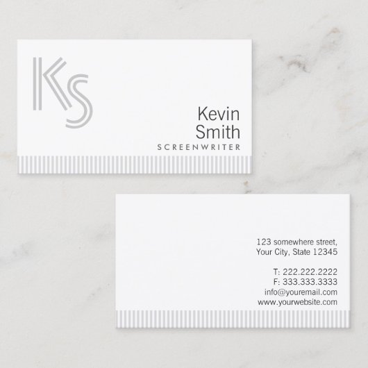 白スタイリッシュ色脚本筆者名刺 名刺 (正面/裏面)