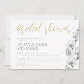 白スタイリッシュ蘭の書道ブライダルシャワー 招待状 (正面)
